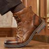 Retro Herrenstiefel Frühlingsmode Marke Bequeme Lederstiefeletten