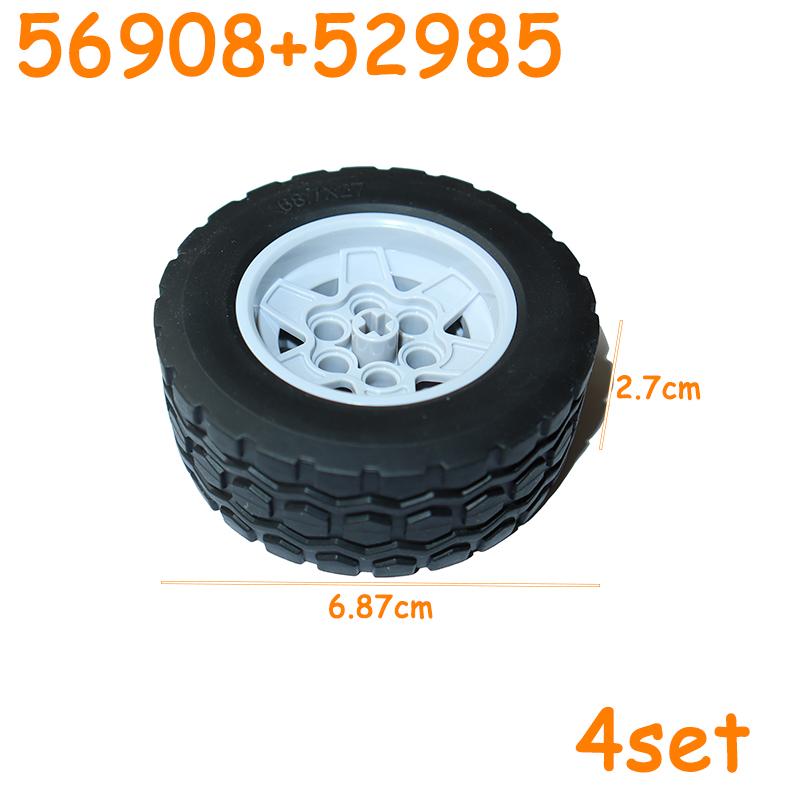 56908 41897 52985 61480 69909 69912 45982 18450 Tire Wheels Car Truck Hub Technical Bricks MOC Motorcycle Building Blocks
