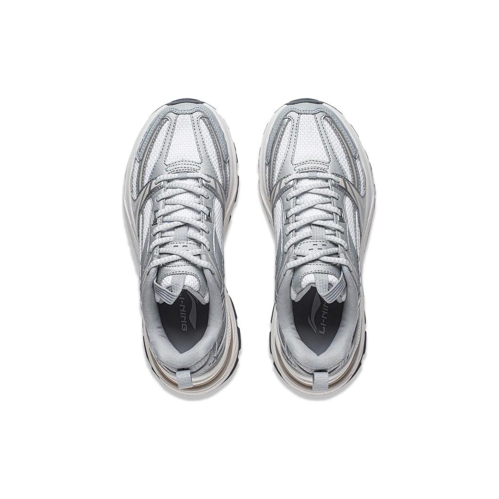 Li Ning Aurora 2K V2 Cushioning Slip Resistant Abrasion Resistant Support Low top Casual Shoes Women's Silver White AGCU026-1