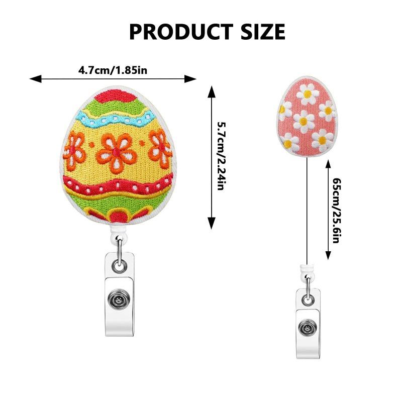 Cute Cartoon Easter Egg Retractable Badge Reel with Alligator Clip Pull Buckle ID Card Holder for Medical Staff Office Supplies