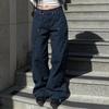 Casual Loose Rivet Jeans Wide Leg Pants Basic Low-Waisted Straight Pants Women Streetwear