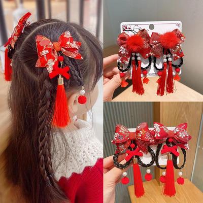 Mädchen Haaraccessoires Chinesischer Stil Haarkarten Kinder Neujahr Fächer Antiker Stil Haarspangen Hanfu Kopfschmuck Neujahrsgeschenke