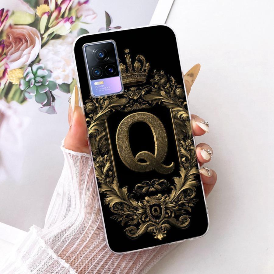 For Vivo V21e V2061 Y73 2021 Case Initial Letter Silicone Protective Soft Back Cover Case For VivoV21e 5G Case V2055 Phone Funda