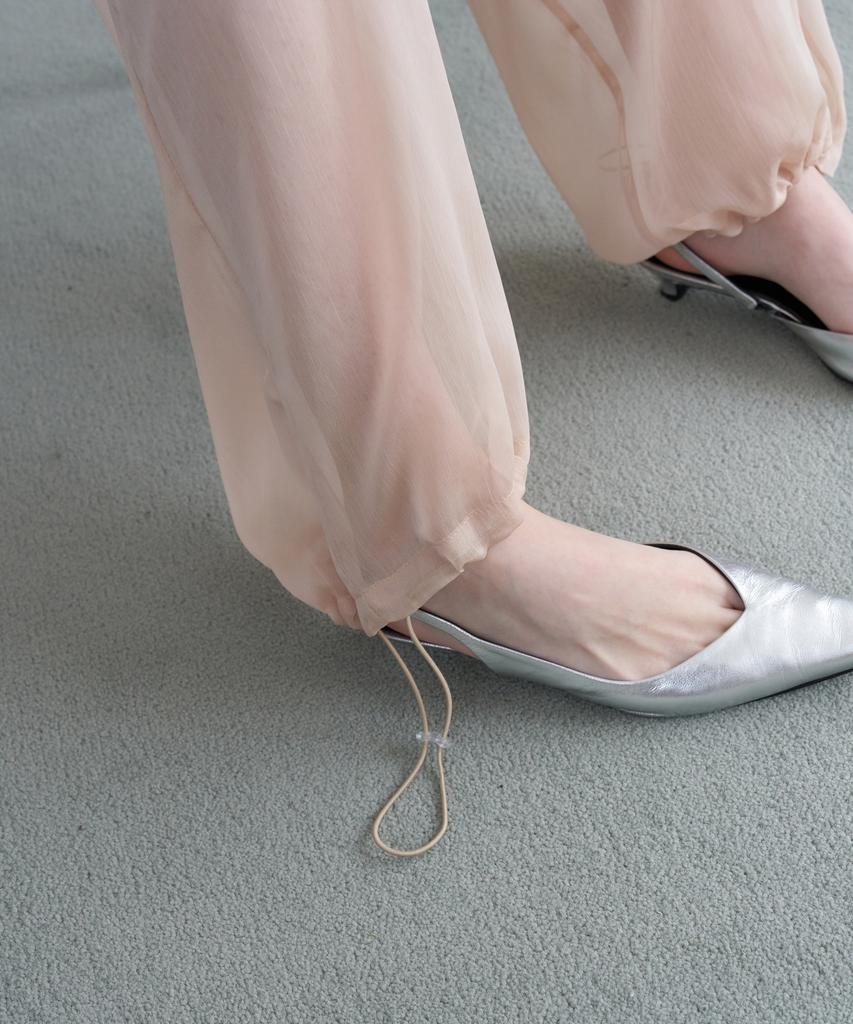Obeodyupeulleeo Sheer Wrap Scarf Pants_Nude Beige