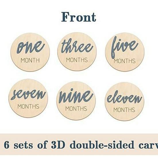 3D Wooden Baby Milestone Calendar Photography Props for Newborns: Boy & Girl Memorial Monthly Tracker