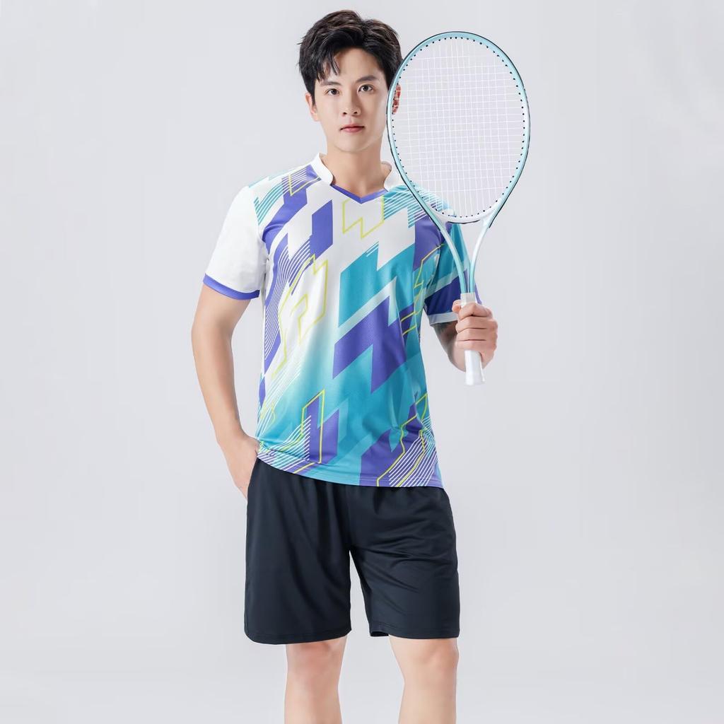 Anmurye Short Sleeve Table Tennis with Geometric Perfect for Badminton and Fitness and Perfect for Practice and Summer Outfits Green Men's T-Shirt