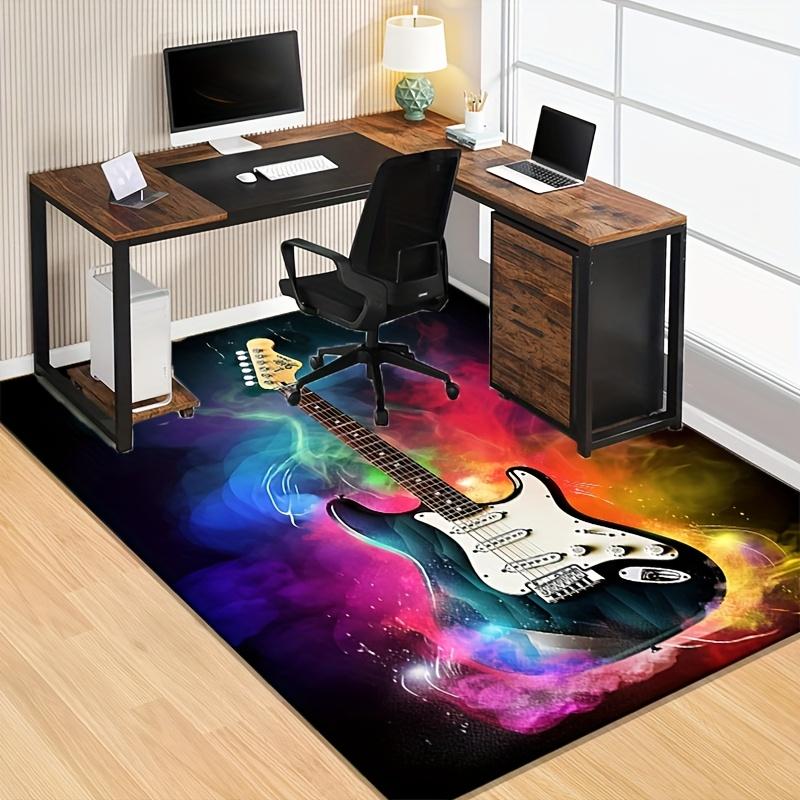Colorful Guitar Nebula Rug for Music Rooms - Vibrant Design, Soft Material, Perfect for Musicians | Instrument Themed Decor