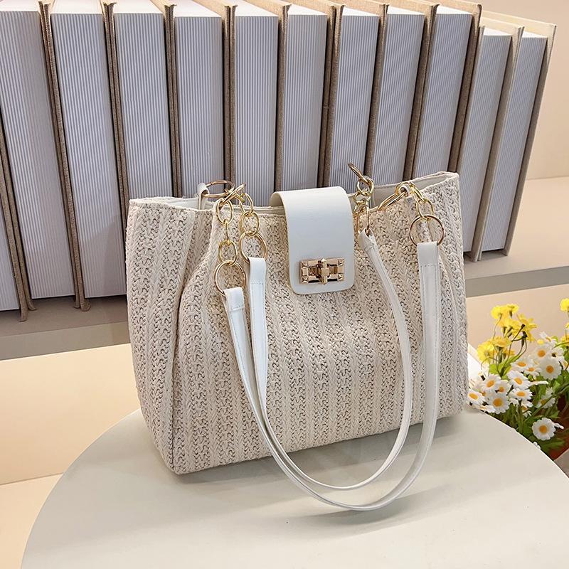 Only beautiful women bag new shoulder bag large capacity tote bag beach vacation straw leisure handbag
