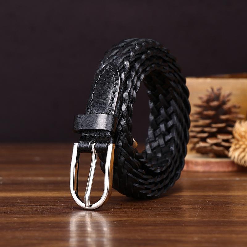 New Fashion Light Luxury Hand-Woven Belt Women'S Genuine Leather Pure Cowhide Woven Belt Women'S Personalized Trend Belt