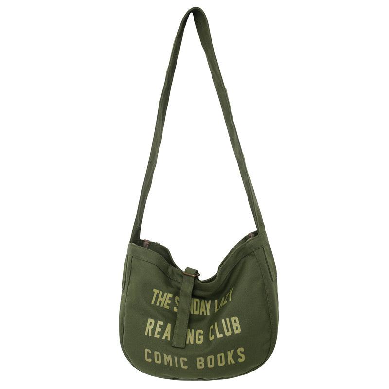 

Студенческая сумка через плечо для занятий, новая модная универсальная сумка-мессенджер, большая вместимость, для отдыха, для поездок, холщовая сумка-мессенджер зелёный