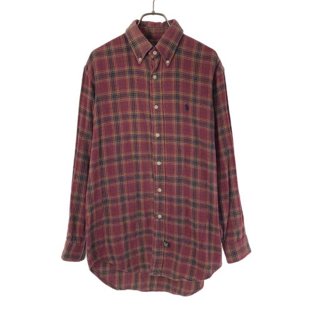 POLO COUNTRY RALPH LAUREN 90s Check Pattern logo embroidery Long sleeve Button down shirt Men's Used