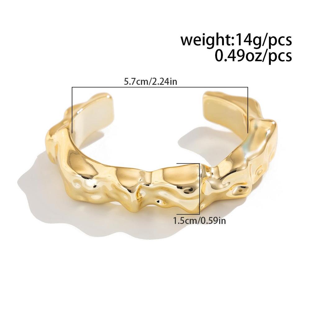 Fashion Irregular Cuff Polished Pleated Bracelet Set Light Luxury Style Commuter Party Forwoman