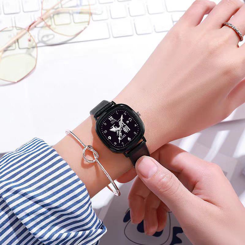 Square Watch High Value Male And Female Niche Design Sense Junior High School Students Pointer To See The Time Quartz