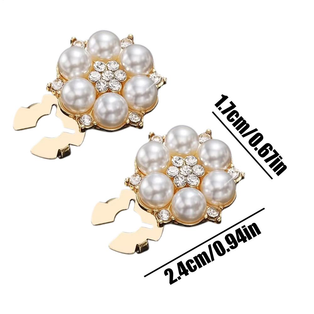 Decorative Button Covers 2 Pieces Flower Shape Sewing Button Rhinestone Pearl Cufflinks Jewelry for Women Clothing Dress Wedding