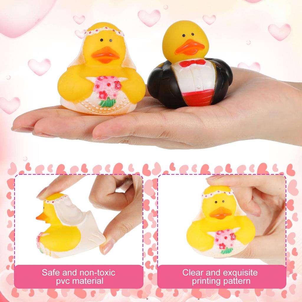 24/48 Pcs Wedding Rubber Ducks Bride And Groom Rubber Ducks Bulk Decorations Wedding Gift Bag Presents Marriage Blessings