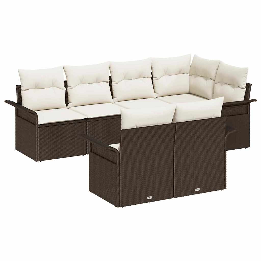 7 piece brown garden sofa set with cushions