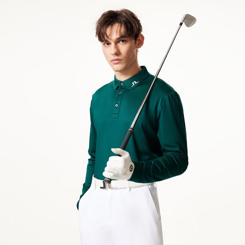 J.Lindeberg Men's Golf Lightweight Printed Long Sleeve Polo Shirt