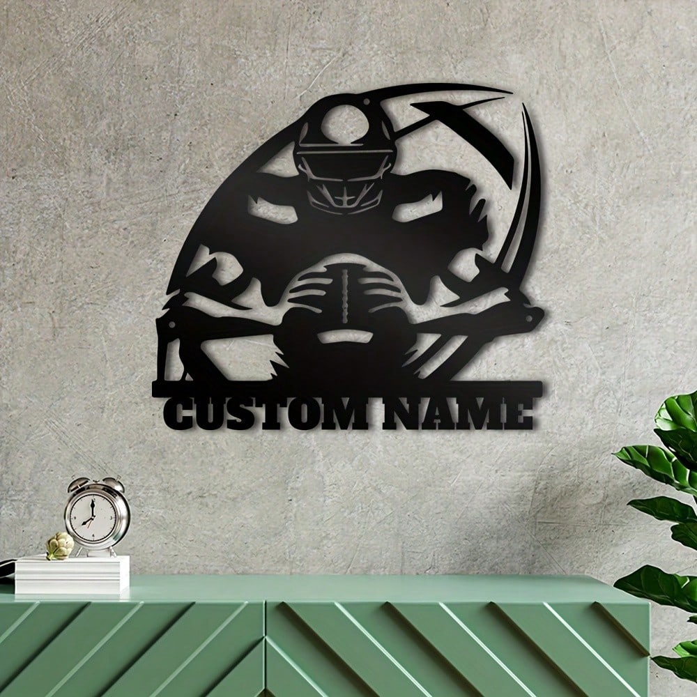 Custom American Football Metal Wall Art Sign Wrought Iron Decor Personalized Name Plate For Home Office