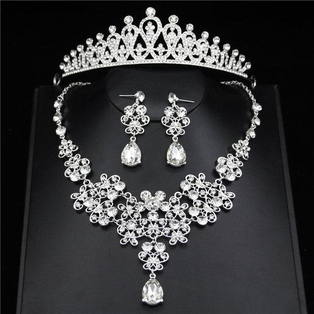 Bride Jewelry Sets Wedding Necklaces Earrings set Women Prom Tiaras and Crowns Wedding Necklaces/Earrings sets Jewelry