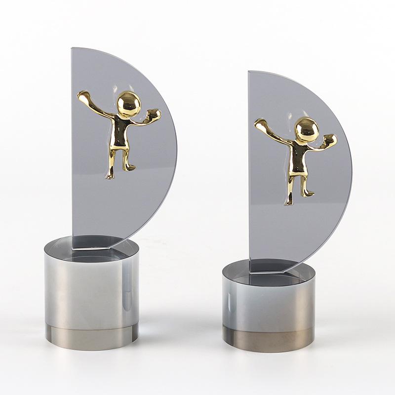 Moderne Leichte Luxus Kleine Goldene Schriftzeichen Ornamente Musterzimmer Hotel Kreative Abstrakte Geometrische Halbkreisförmige Segel Kristall Dekorationen