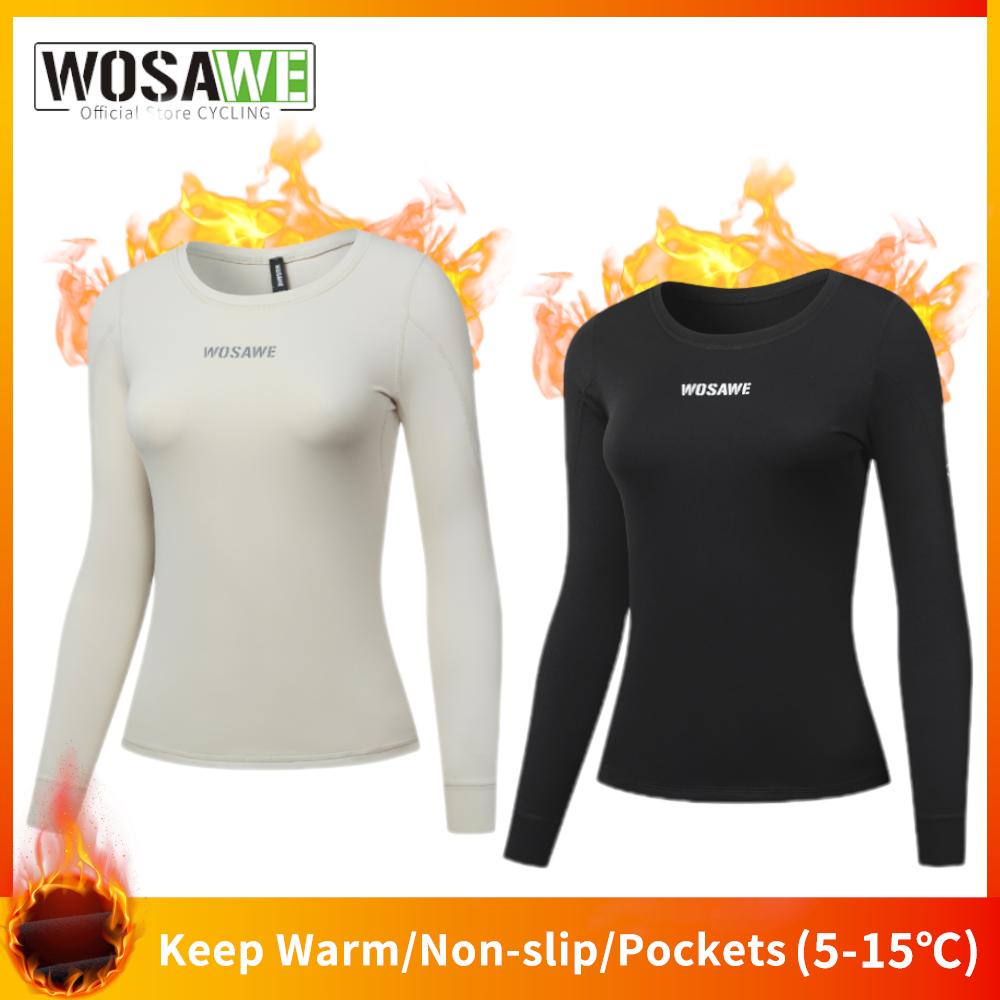 WOSAWE Women Motorcycle Thermal Fleece Underwear Autumn Winter Sexy Ladies Intimates Compression Base Layers Shaping Tops Bottom