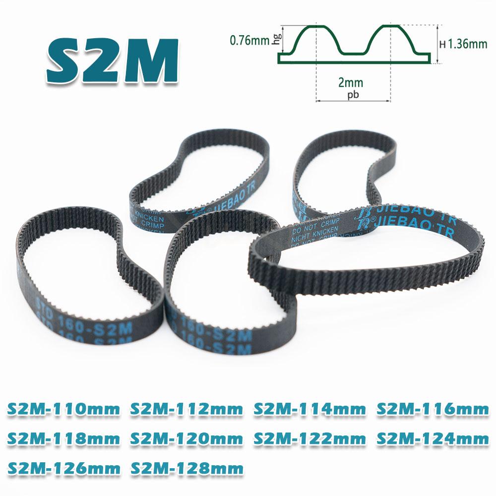 S2M Timing Belt Width 4~20mm Rubber Transmission Closed Loop Perimeter 110 112 114 116 118 120 122 124 126 128mm 2M CNC Drive