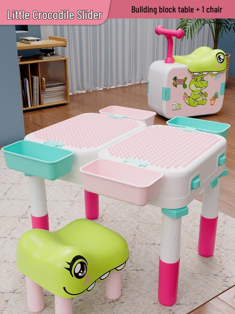 

Kid s Multifunctional Scooter & Building Block Table: Educational DIY Assembly and Learning Toy