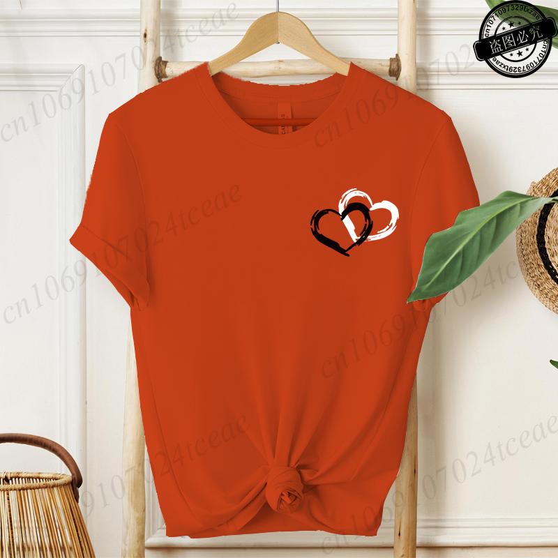 Unisex Fashion TShirts O Neck Short Sleeve TShirt Casual Unisex Red Clothing Love Heart Print TShirt for Valentines Day Gifts