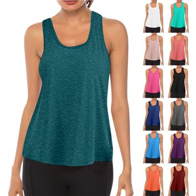 Top da allenamento da donna Maglia a scollatura sul retro Maglia da yoga Abbigliamento da allenamento Canottiera da donna Maglia traspirante Canotta da yoga