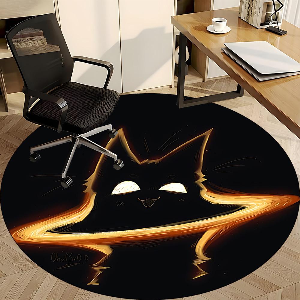 1pc FlameKitty Office Round Area Rug, Mat Suitable For Office, Under Office Chairs Bedroom Living Room Home Decor, Room Deco