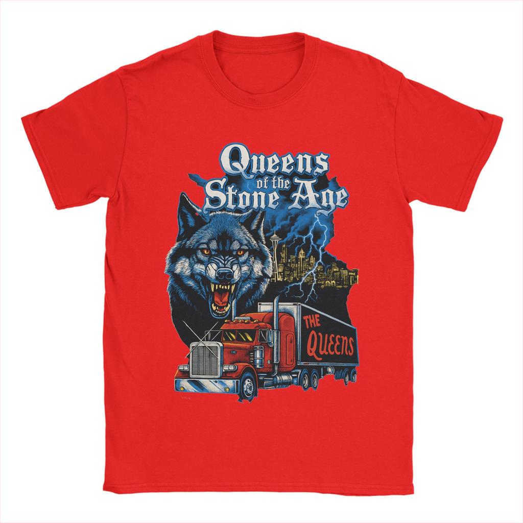 Queens of the Stone Age Musikband T-Shirt Herren Amerikanische Rockmusik Vintage Baumwoll-T-Shirts Sommer-T-Shirts Aufdruck Übergroße Oberteile