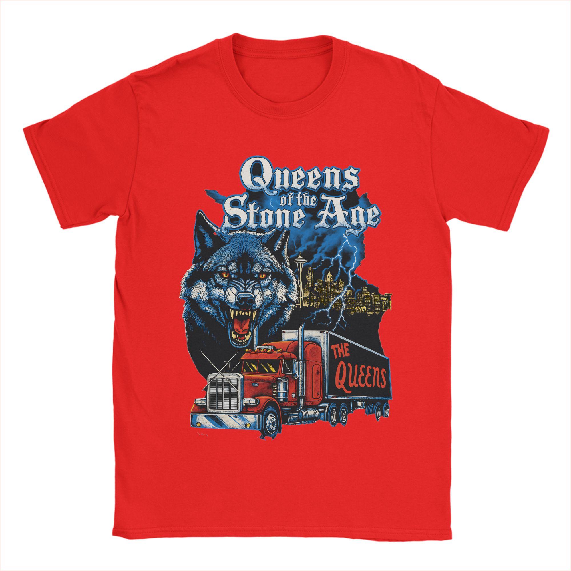 Футболка с логотипом музыкальной группы Queens of the Stone Age Мужская Американский Рок Музыка Винтажные Хлопковые Футболки Летние Футболки С Принтом Большие Топы S