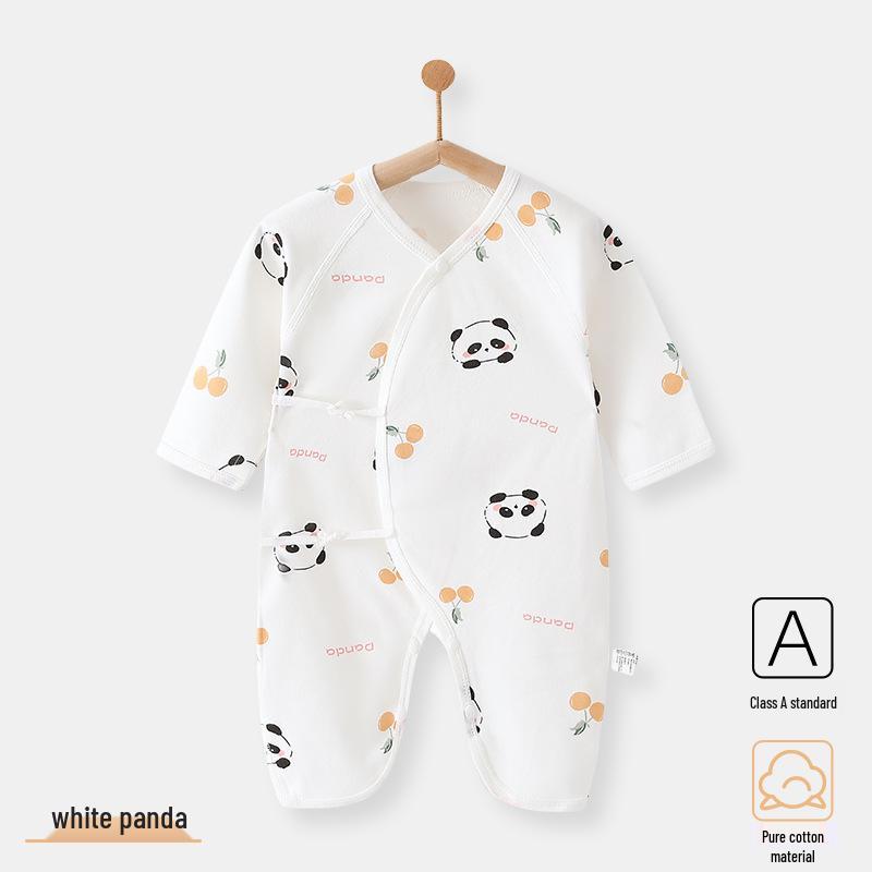 

Хлопковый ромпер для новорожденных с двойным слоем: Весенне-осенний детский боди с защитой животика 59cm (1-3 months)