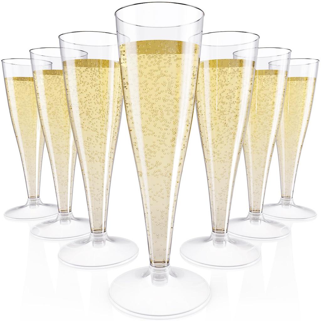 10PCS Disposable 4.5oz Plastic Champagne Flute Cup For Wedding Party Cocktail Wine Glasses Clear Plastic Stemware For Banquet Event KTY