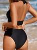Black Swimwear Women Mesh Spliced Bikini Set High Waisted Fashion Bathing Suit Summer 2025 New Holiday Female Beachwear