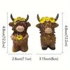 Resin Highland Cow Statue Cute Animal Sculpture Ornament Funny Cow Figurine  Desktop