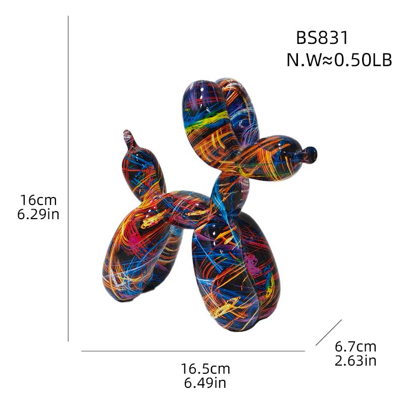 Water Transfer Balloon Dog Sculpture Resin Craft Decorative Piece for Bedroom, Living Room, and Study with Trendy Style