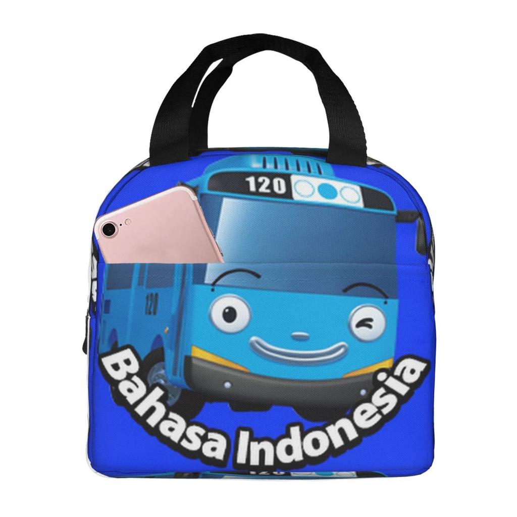 Tayo The Little Bus Cartoon Insulated Lunch Bag for Women Children Portable Food Boxes Thermal Lunch Box Tote