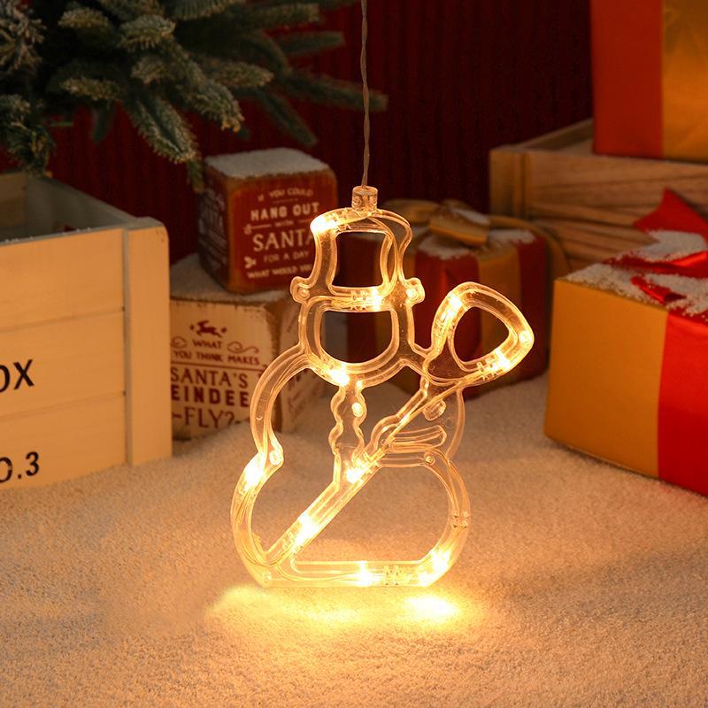LED Christmas Decoration Suction Cup Lights: Tree, Bell, Snowman, Reindeer, Snowflake, Star, Heart Lantern.