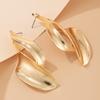 SHIXIN Irregular Geometry Leaf Pendant Earrings for Women Design Sense Gold Color Glossy Metal Drop Earrings Wedding Jewelry New