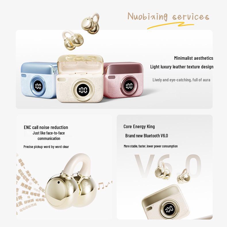 T25 Retro Camera-Style Wireless Earbuds: High Sound Quality, Digital Display, Extended Battery Life