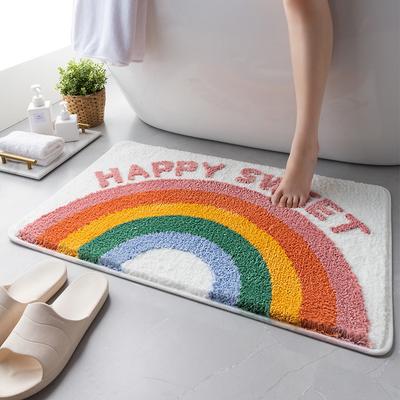 Cartoon Flocking Toilet Absorbent Floor Mat Bathroom Non-Slip Mat Bedroom Door Foot Pad Toilet Door Carpet