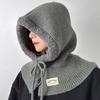 Soft Warm Balaclava Cap Crochet Hooded Scarf Hat for Skiing Hiking Universal Lady Windproof Shawl Hat with Neck Covers