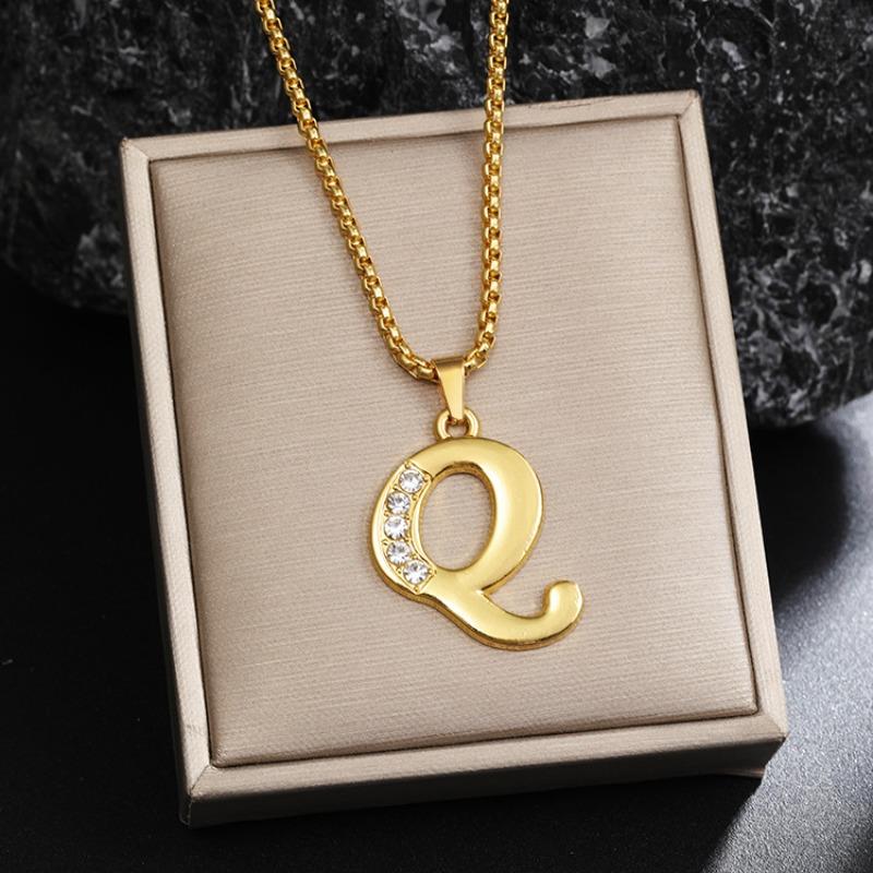 Nový 26 diamantový náhrdelník s anglickými písmeny pro muže a ženy, trendy a kreativní náhrdelník s přívěskem osázeným diamanty
