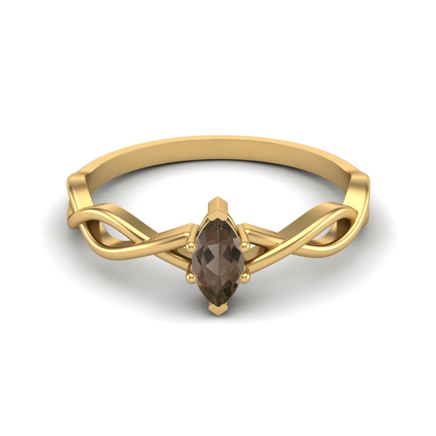 1.00 Ctw Marquise Smoky Quartz Solitaire Split Shank 925 Sterling Silver Gold Vermeil Women Wedding Ring 9