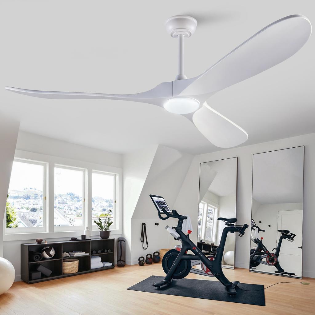 60-inch fan with lighting and remote control, 3 solid wood blades, 3-CCT, dimmable, six-speed reversible fan settings, for living room/ dining room
