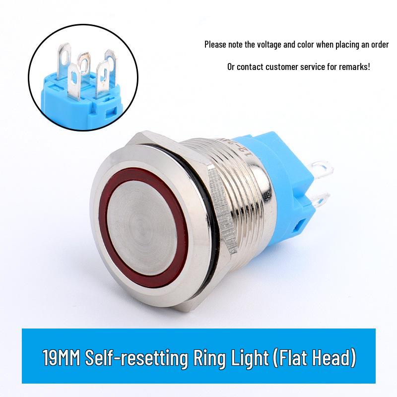 LED Ring Metal Push Button Switch: 12mm, 16mm, 19mm, 22mm - Momentary & Latching Options