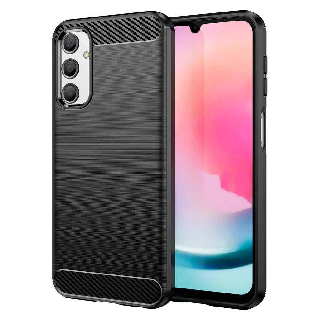 For Samsung Galaxy A24 4G (162.1 x 77.6 x 8.3mm) Anti-scratch Phone Case Carbon Fiber Texture Brushed Surface Protective Back Cover