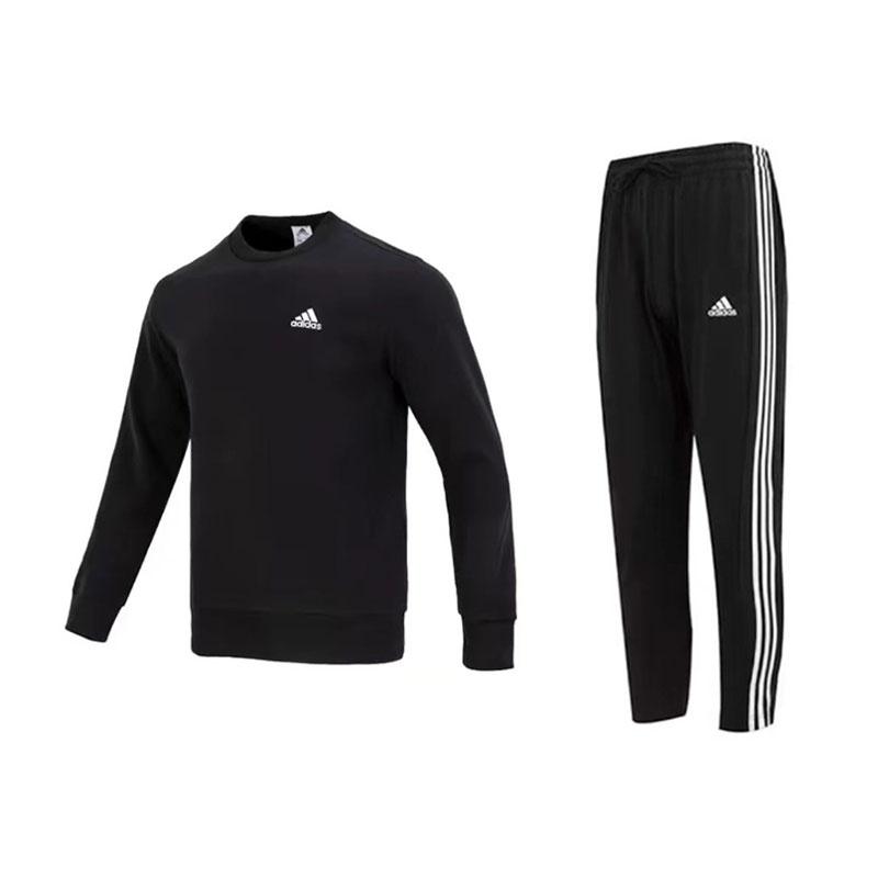 

Adidas Свободный крой, круглый вырез, длинный рукав, прямые брюки со средней посадкой, комплект с капюшоном, мужские комплекты, черный цвет IC9329+IC0044 L