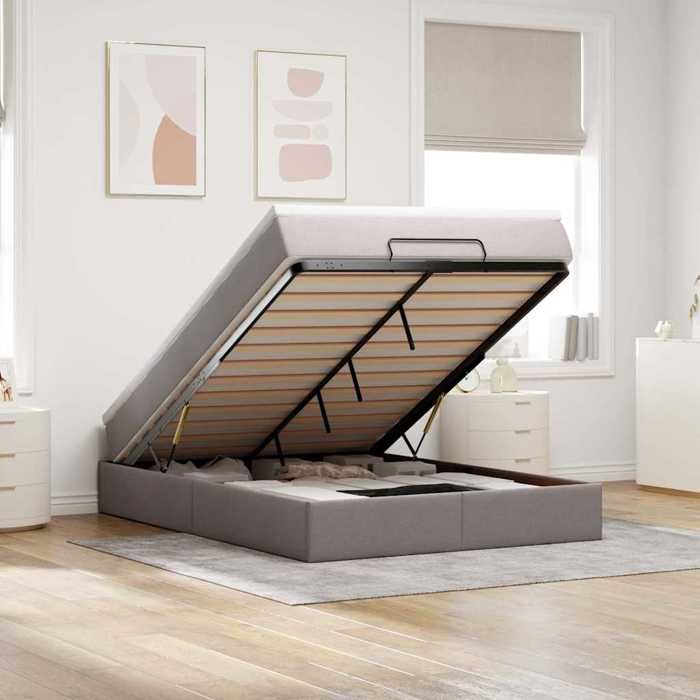 Maison Exclusive - Cadre de lit ottoman avec matelas taupe 140x190 cm tissu